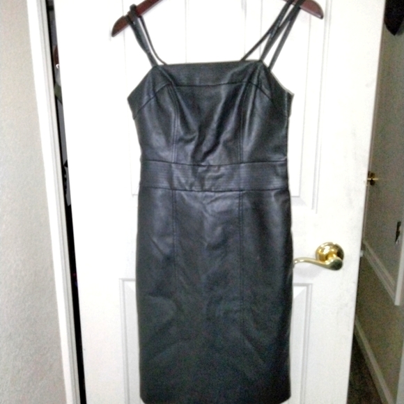 BCBG MaxAzria faux black leather Strappy cocktail dress as 4 - Picture 1 of 7